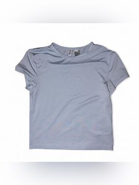 Women’s Light Blue Crewneck Short Sleeve Crop-top